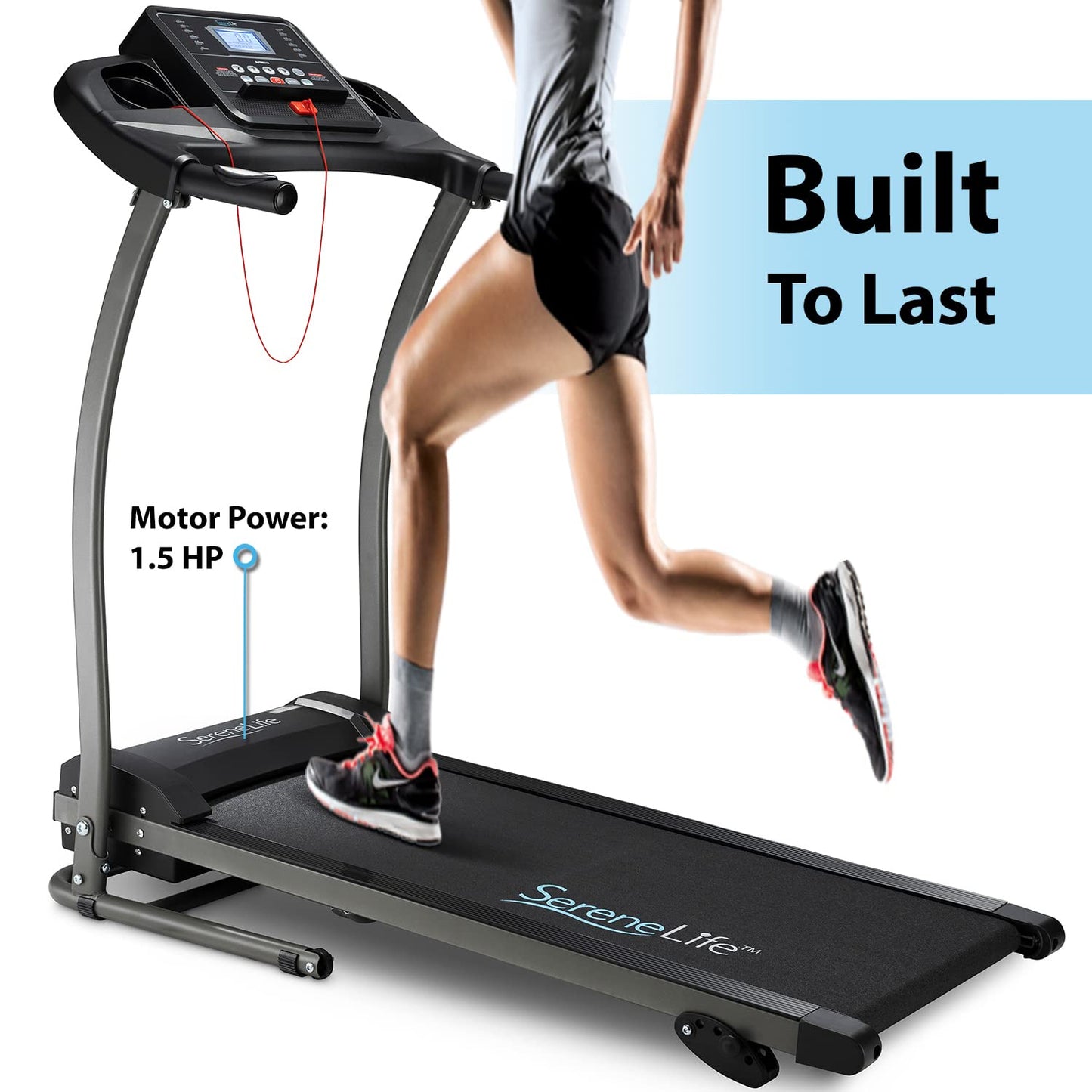 SereneLife Folding Treadmill with Bluetooth & Programs