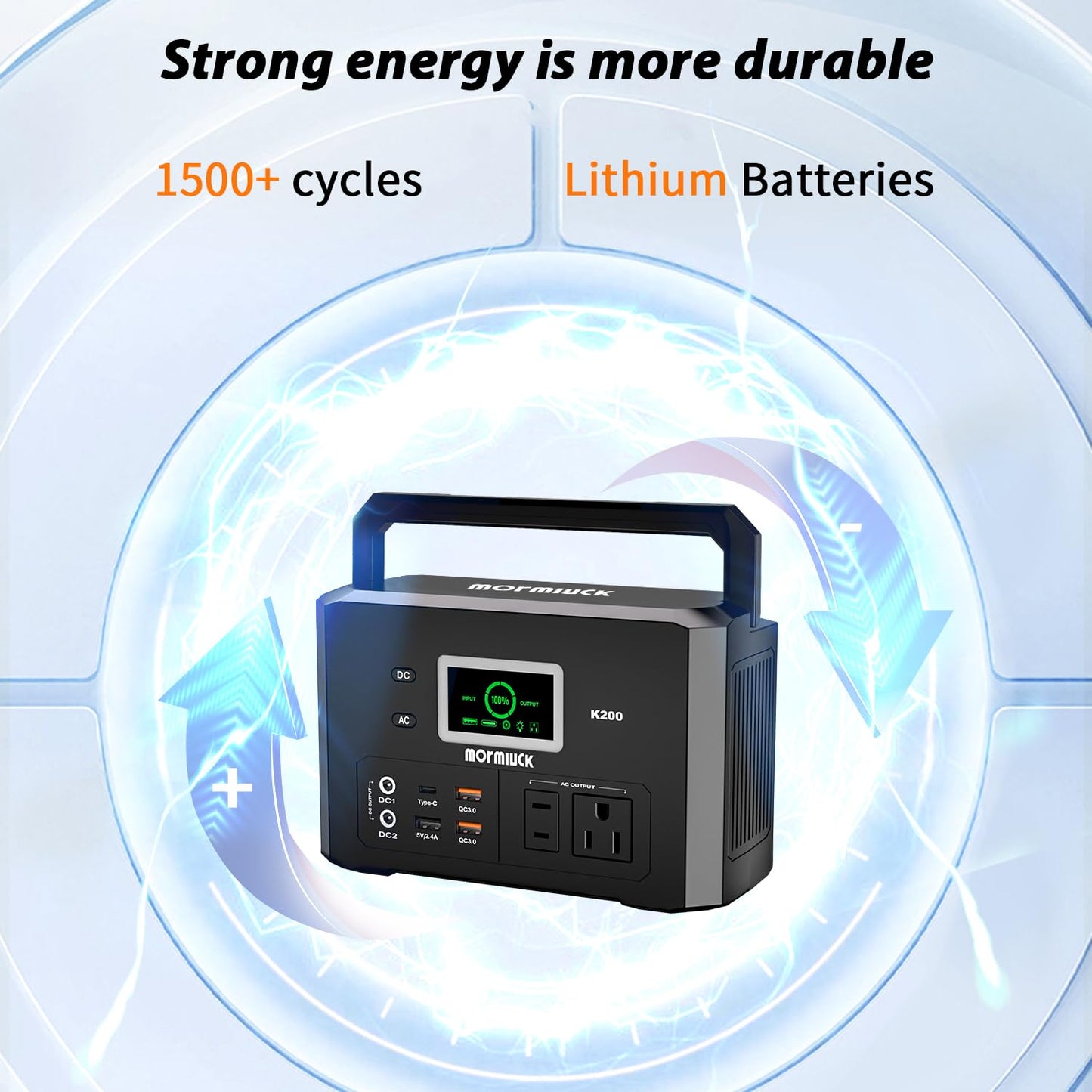 200W Portable Power Station (400W Peak), mormluck 118Wh Solar Generators with 110V/200W AC Outlet(NO SOLAR PANEL), 32000mAh Lithium Battery for Home Backup, Outdoor Adventures, and RV Emergencies