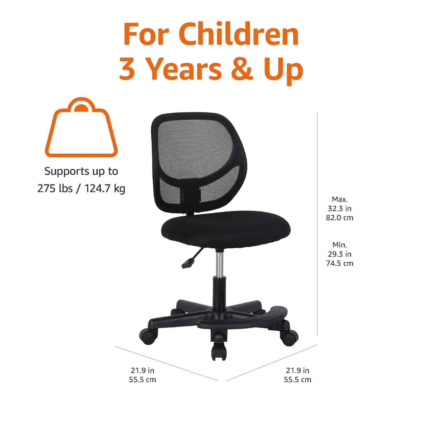 Kids Adjustable Low-Back Swivel Desk Chair
