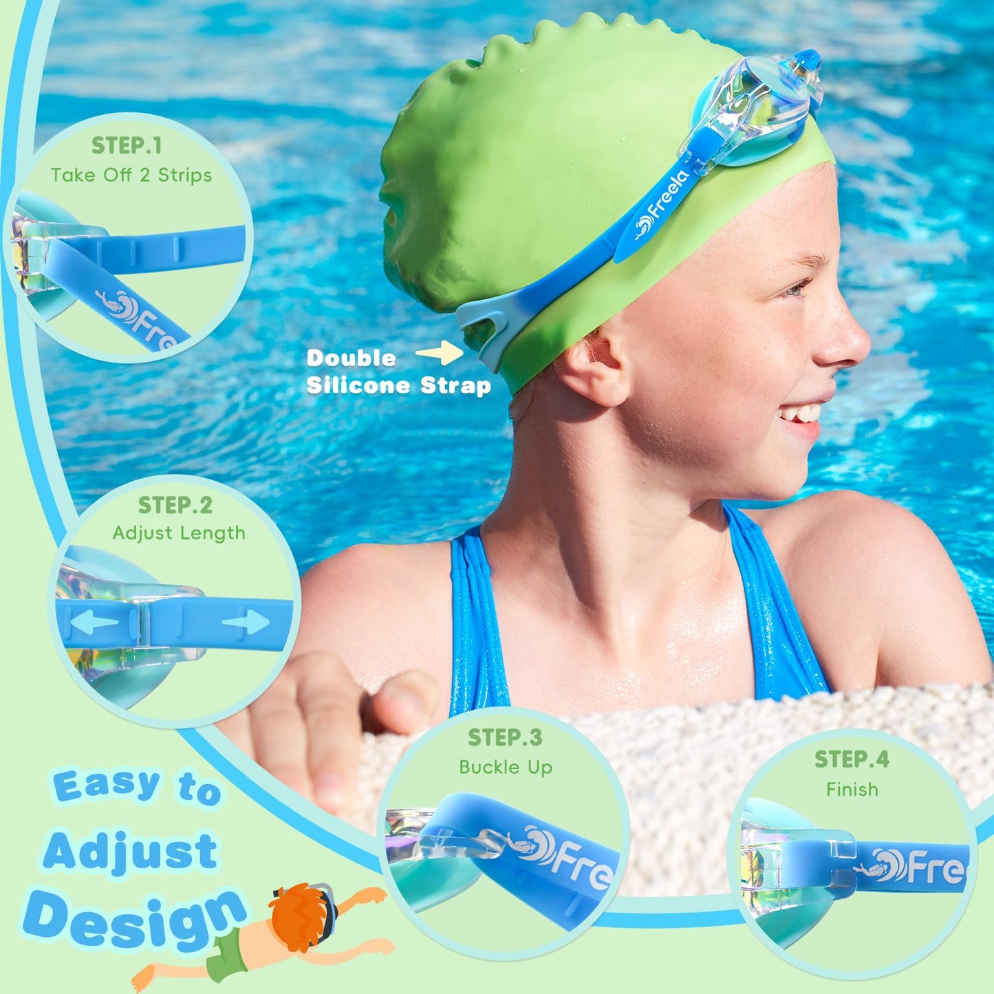 Kids Swim Goggles with Anti-Fog UV Protection