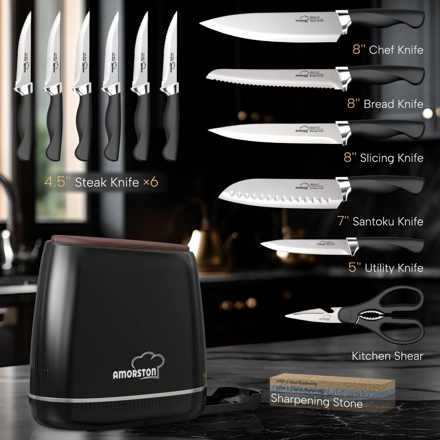 14-Piece Stainless Steel Kitchen Knife Set