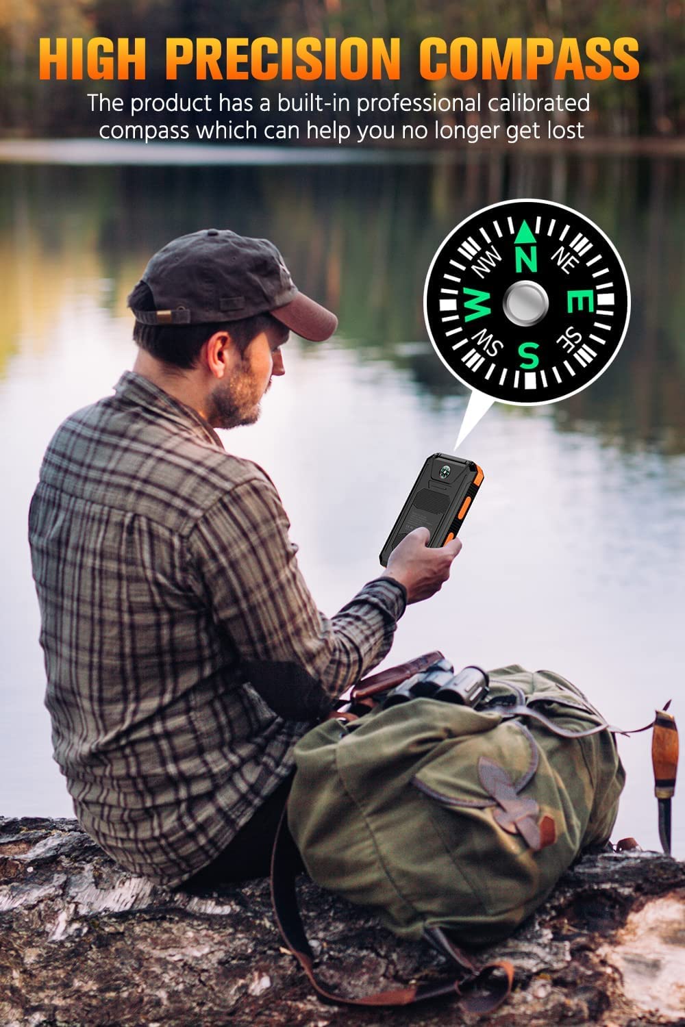 Feeke 36800mAh Solar Power Bank with Flashlight