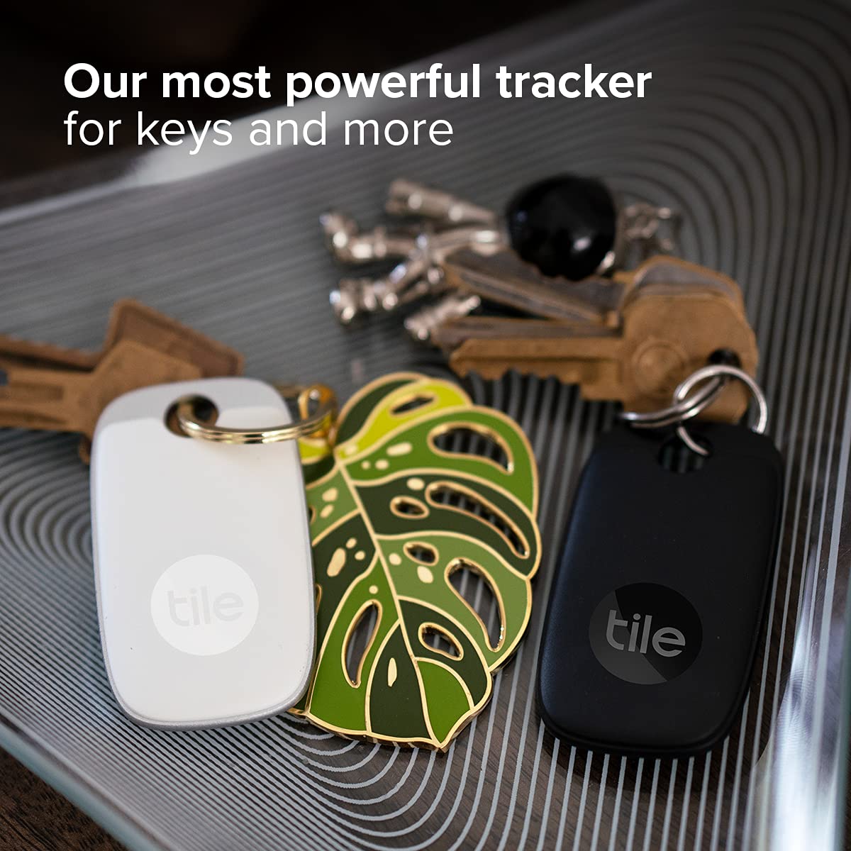 Tile Pro 2-Pack (Black/White). Powerful Bluetooth Tracker, Keys Finder and Item Locator for Keys, Bags, and More; Up to 400 ft Range. Water-Resistant. Phone Finder. iOS and Android Compatible.