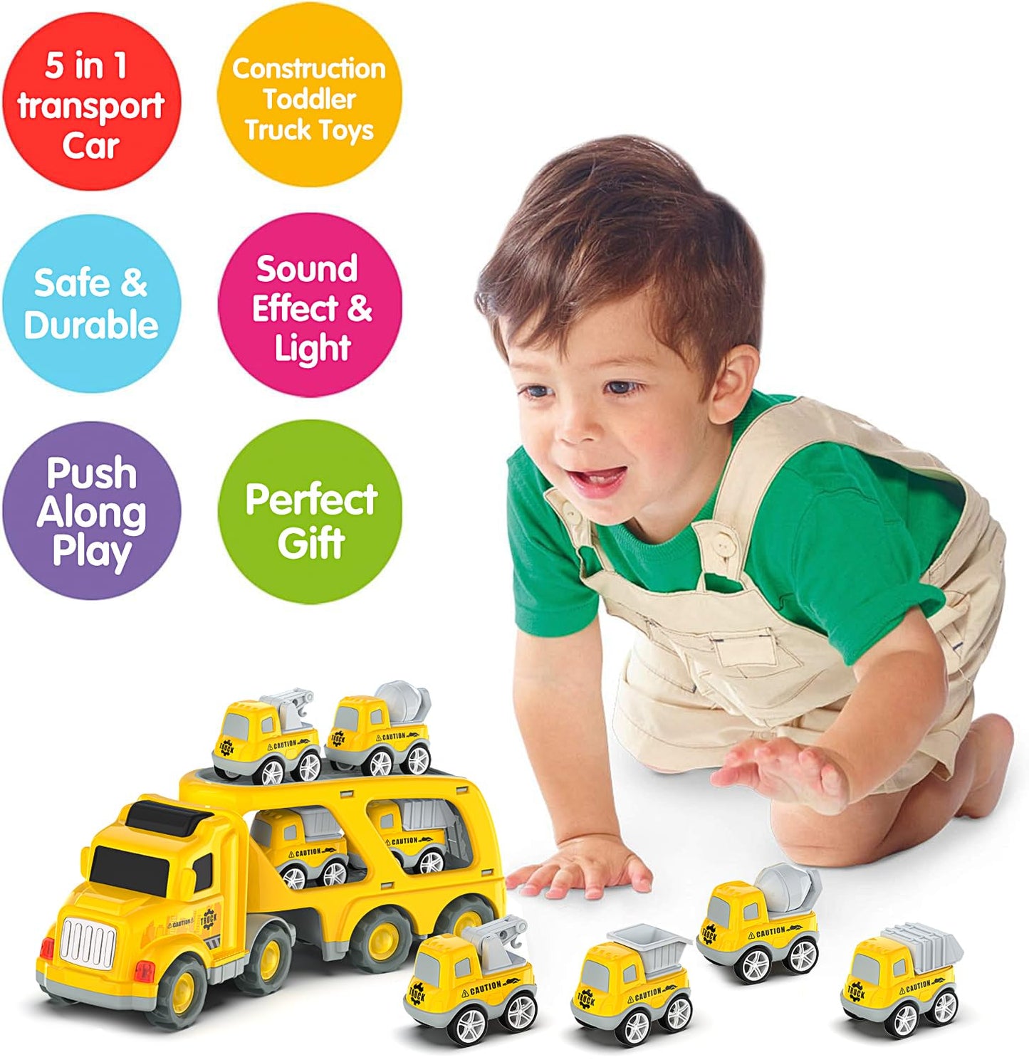 5-in-1 Transport Trucks Cars Toy Set for Kids