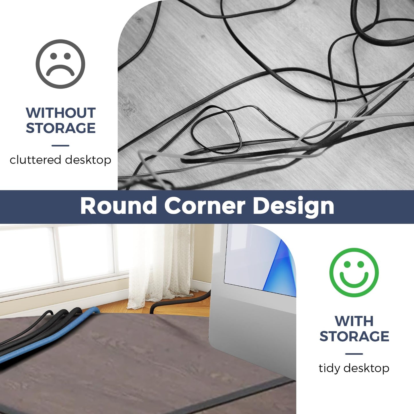IULULU Computer Desk, Home Office Writing Table, Modern Simple Study Workstation, Stable Metal Frame, Easy Assembly, Brown