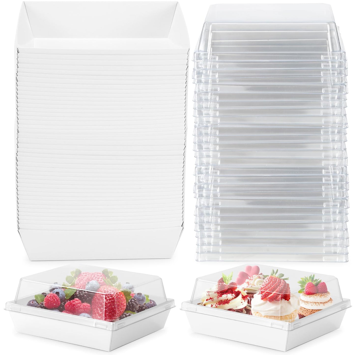50 Pack Clear Lid Disposable Food Containers