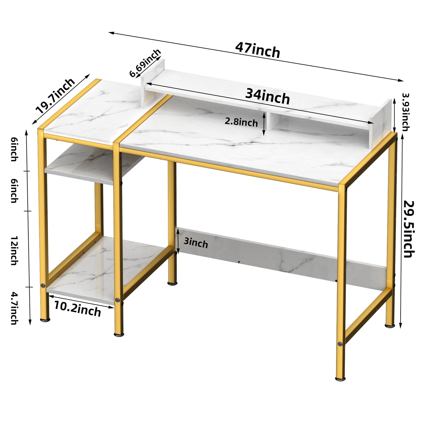 Gaming Desk with Monitor Stand and Storage