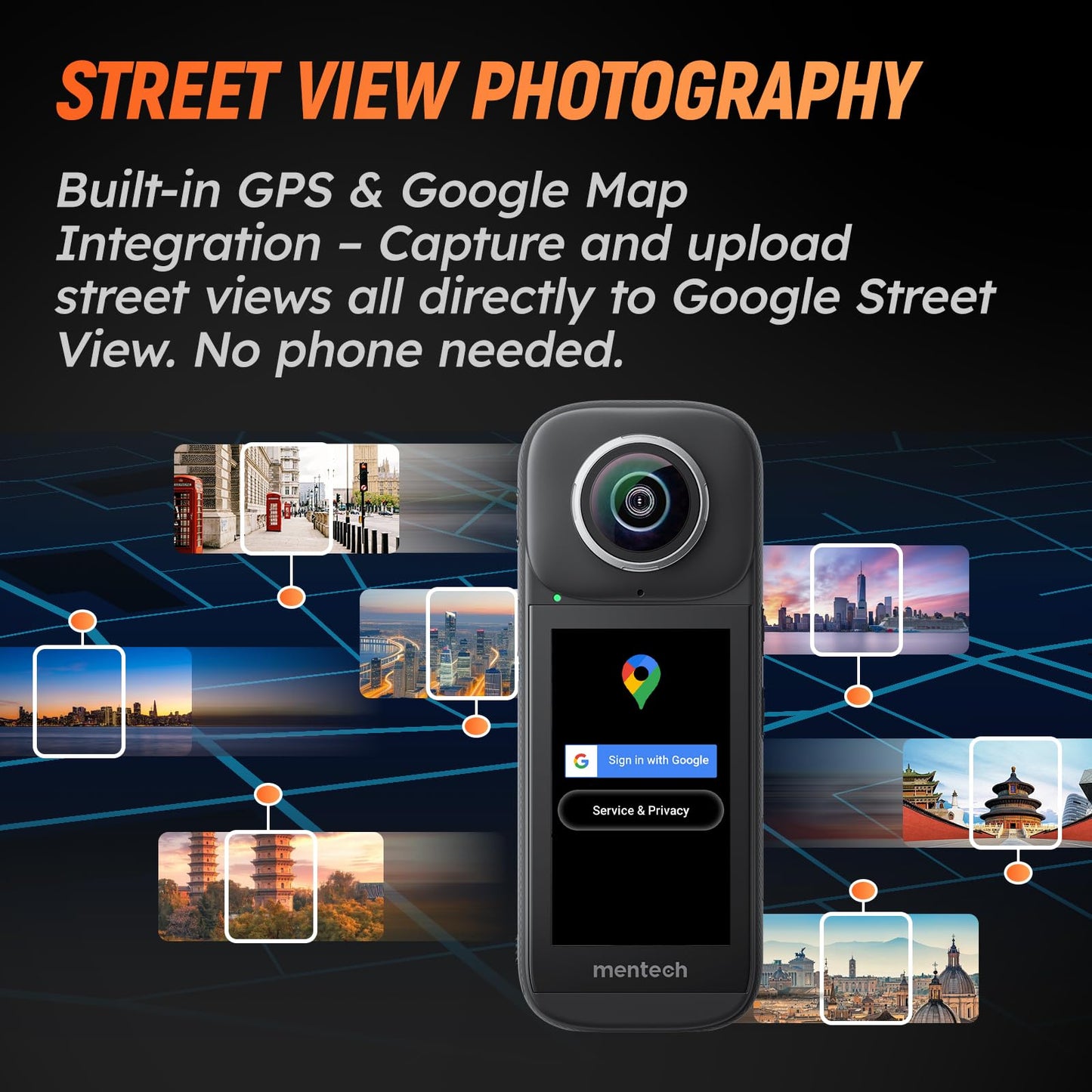 Mentech 8K 360 Waterproof Action Camera with GPS