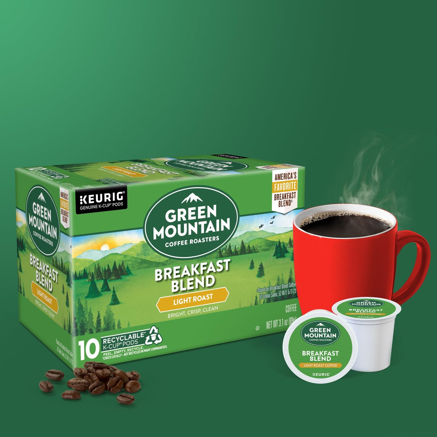 60 Count Green Mountain Coffee Breakfast Blend K-Cups