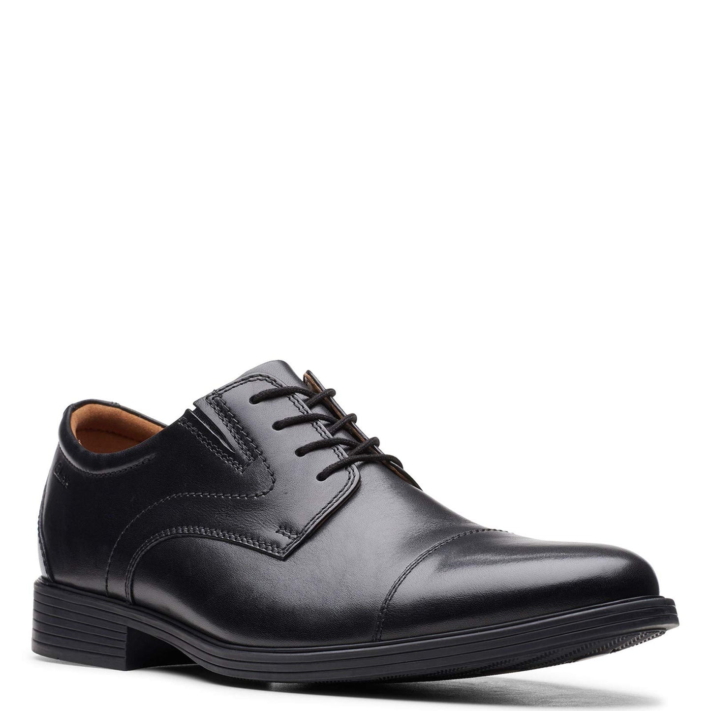 Clarks Whiddon Cap Oxford Black Leather Shoes