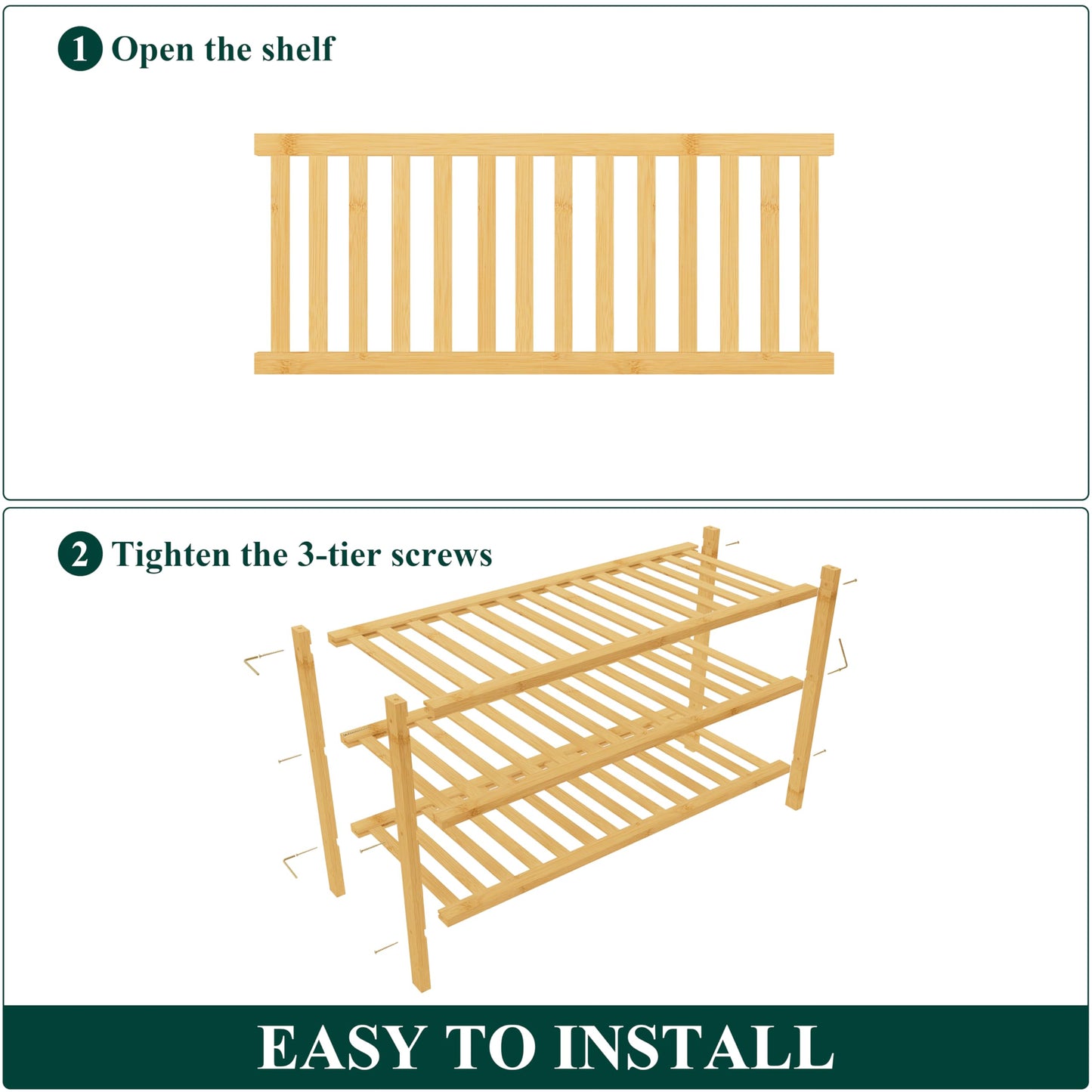 3-Tier Bamboo Shoe Rack Organizer by Smiry