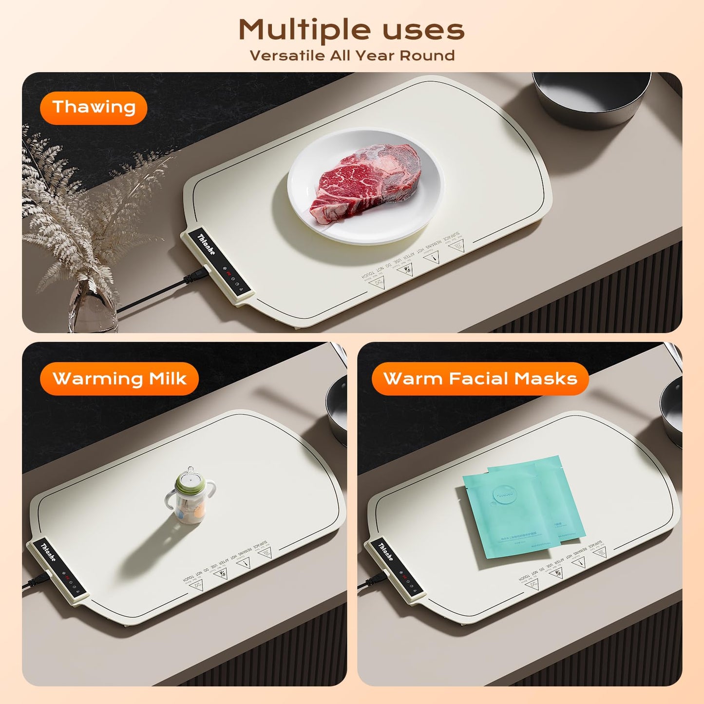Portable Food Warming Tray with 4 Temperature Settings
