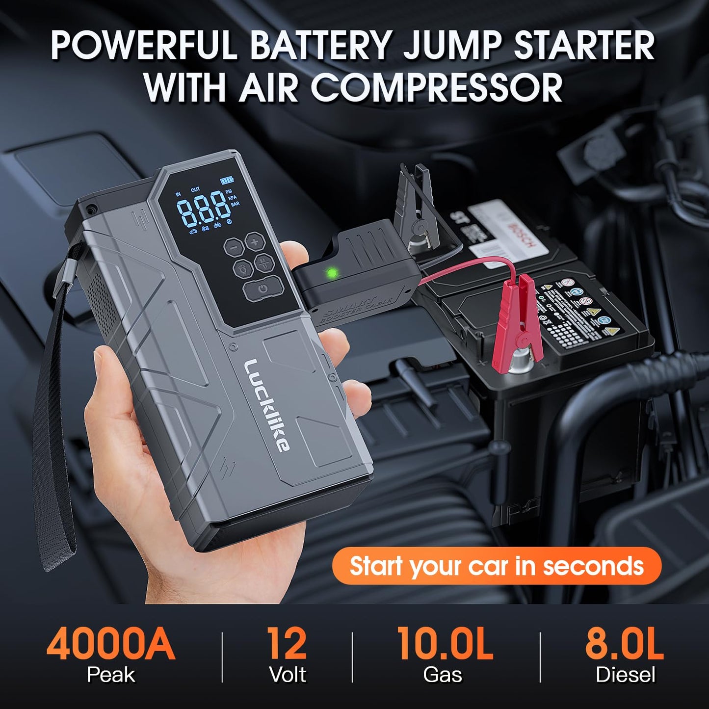 4000A Lucklike Jump Starter & Tire Inflator