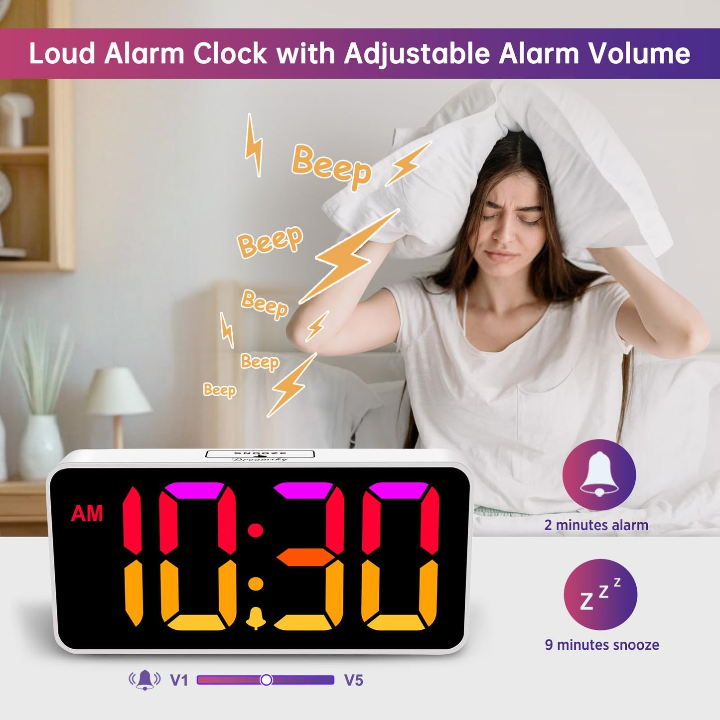 DreamSky Large Digital Alarm Clock for Seniors
