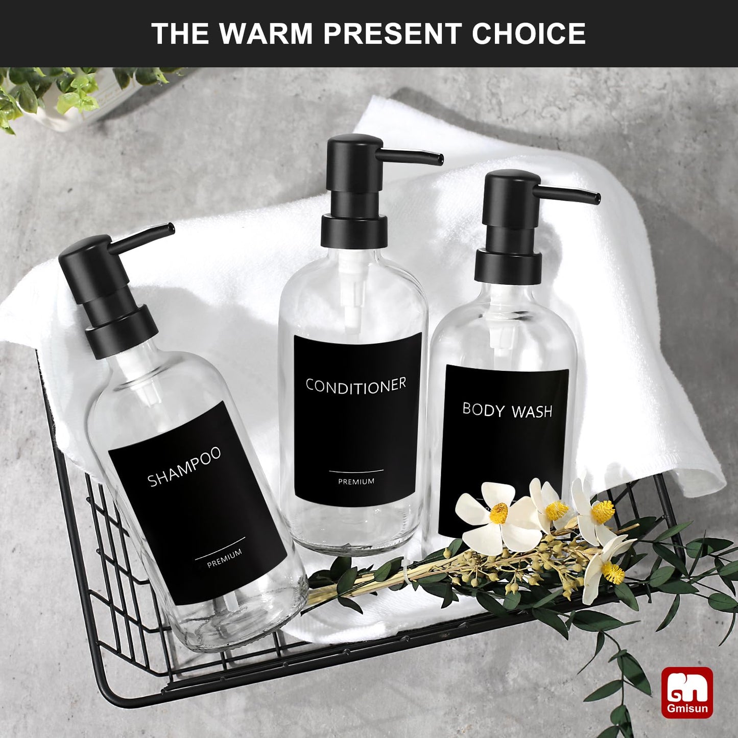 3 Pack Glass Soap Dispenser Set with Pumps