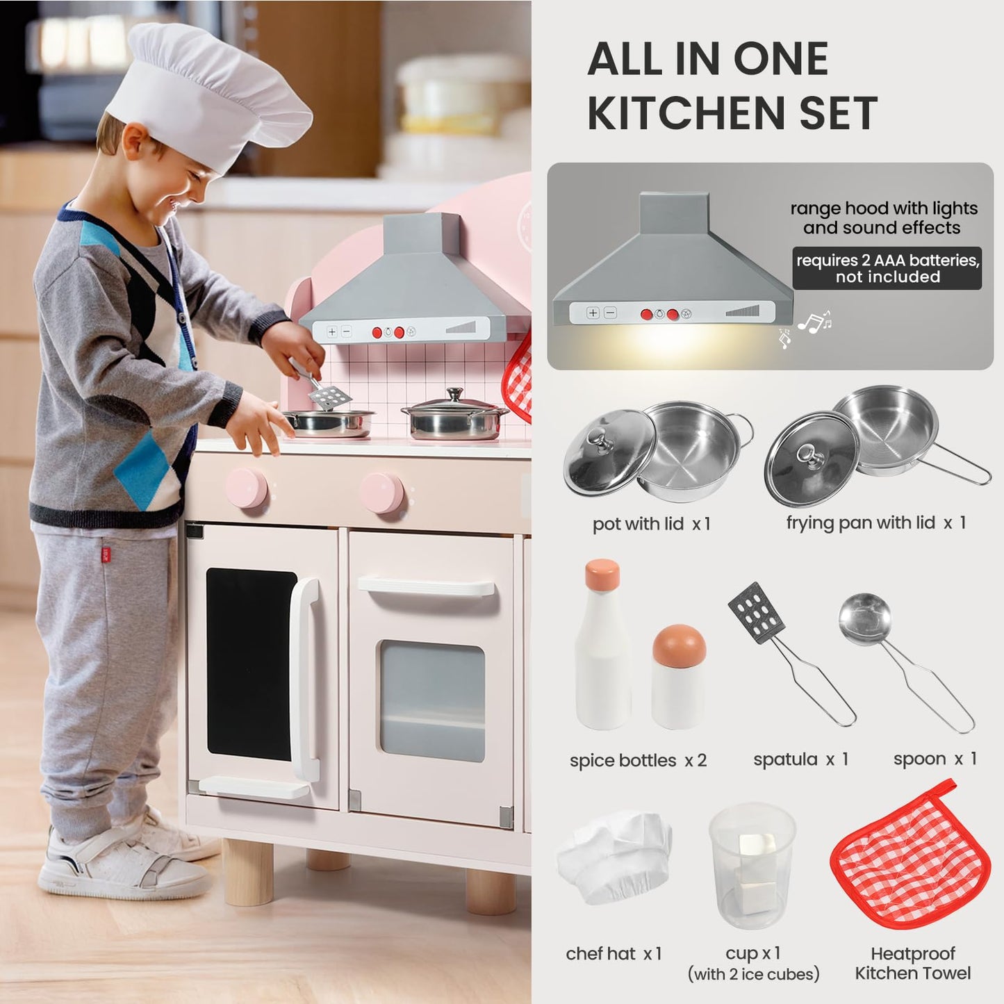 Kids Kitchen Playset with Induction Hob and Oven