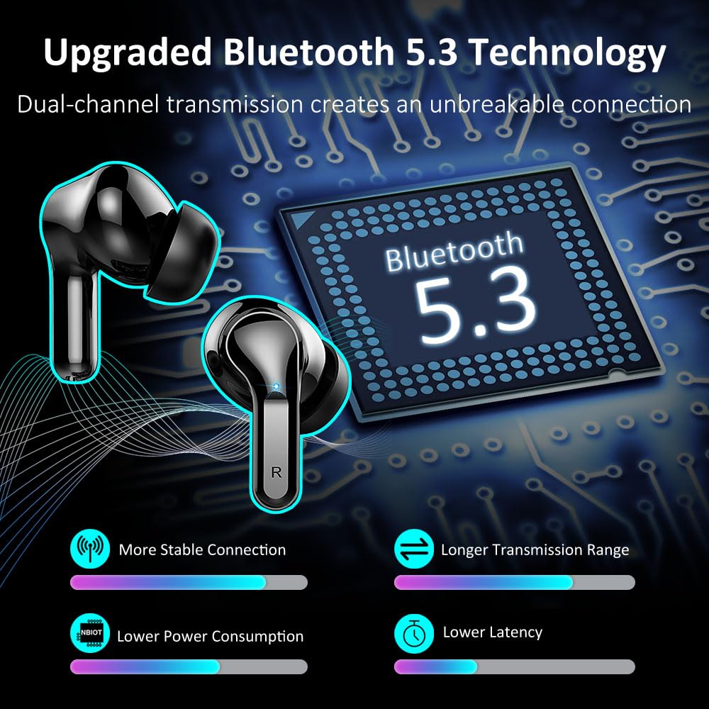 Wireless Earbuds with Noise Cancelling and Bass