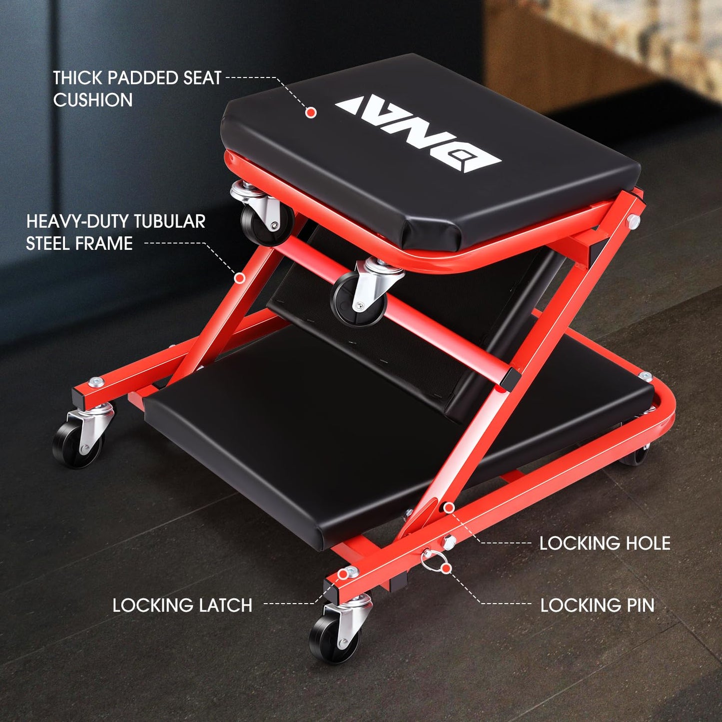 DNA MOTORING 36" 2-in-1 Rolling Car Creeper