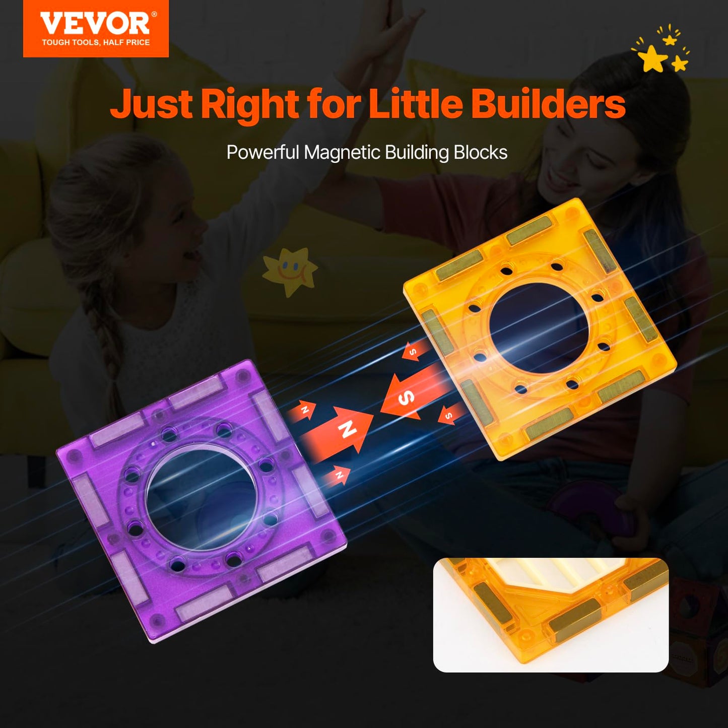 111-Piece VEVOR Magnetic Tiles Construction Game Kit