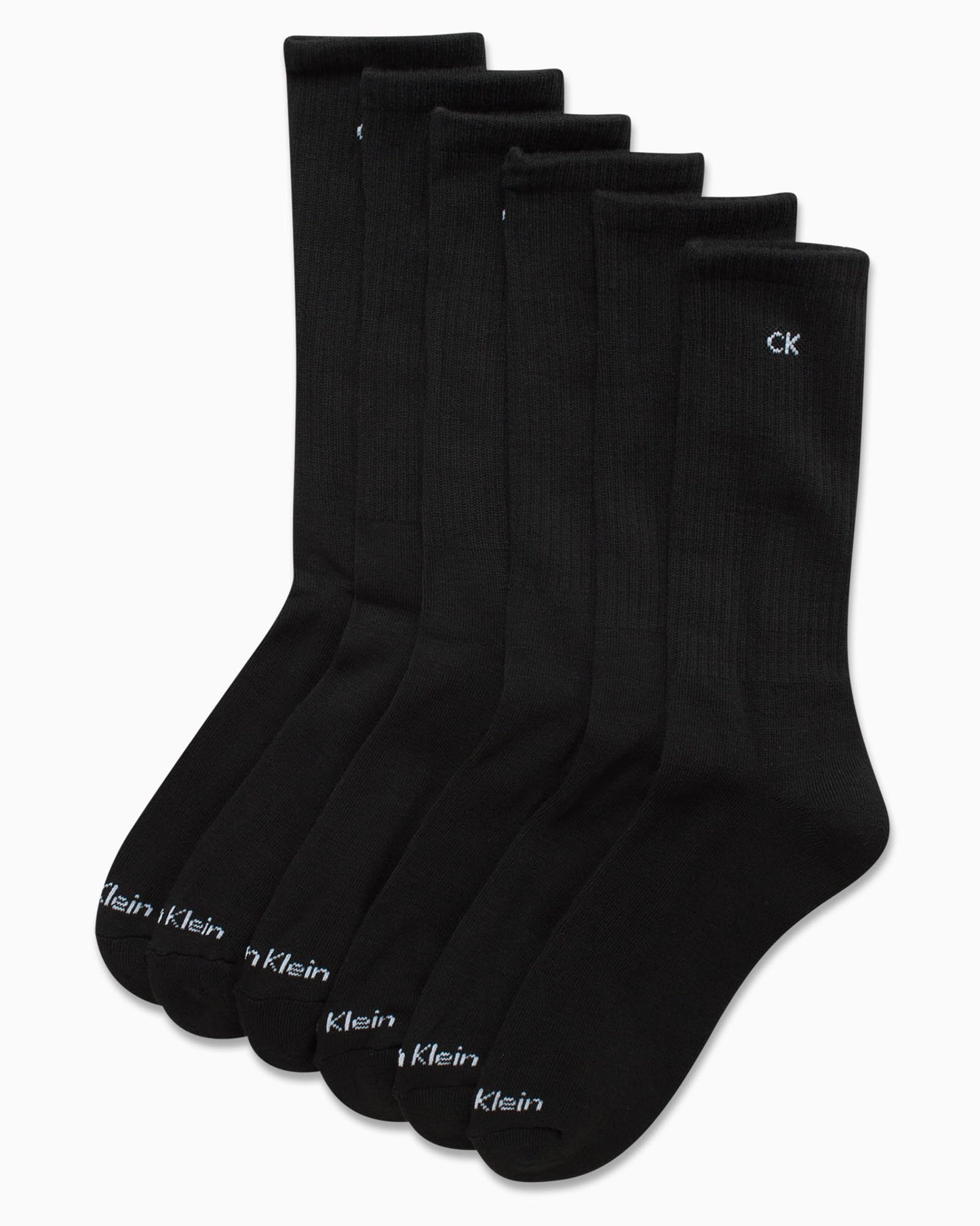 Calvin Klein Men's 6 Pair Athletic Crew Socks, Size 7-12, Pure Black