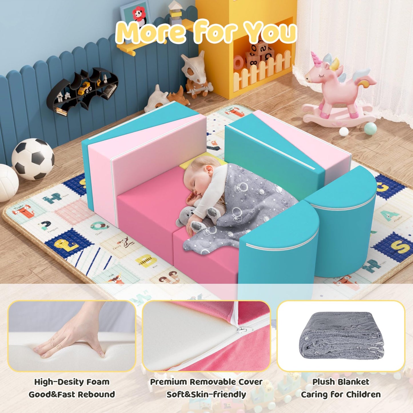 12PCS Kids Modular Play Couch Set