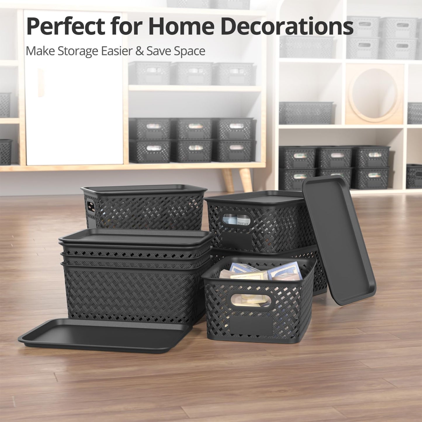 8-Pack Plastic Storage Bins for Organizing