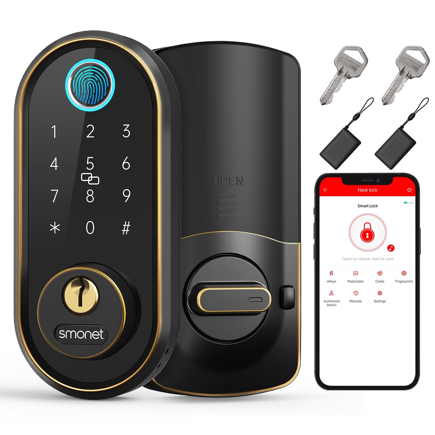 SMONET Smart Keyless Entry Door Lock with Bluetooth