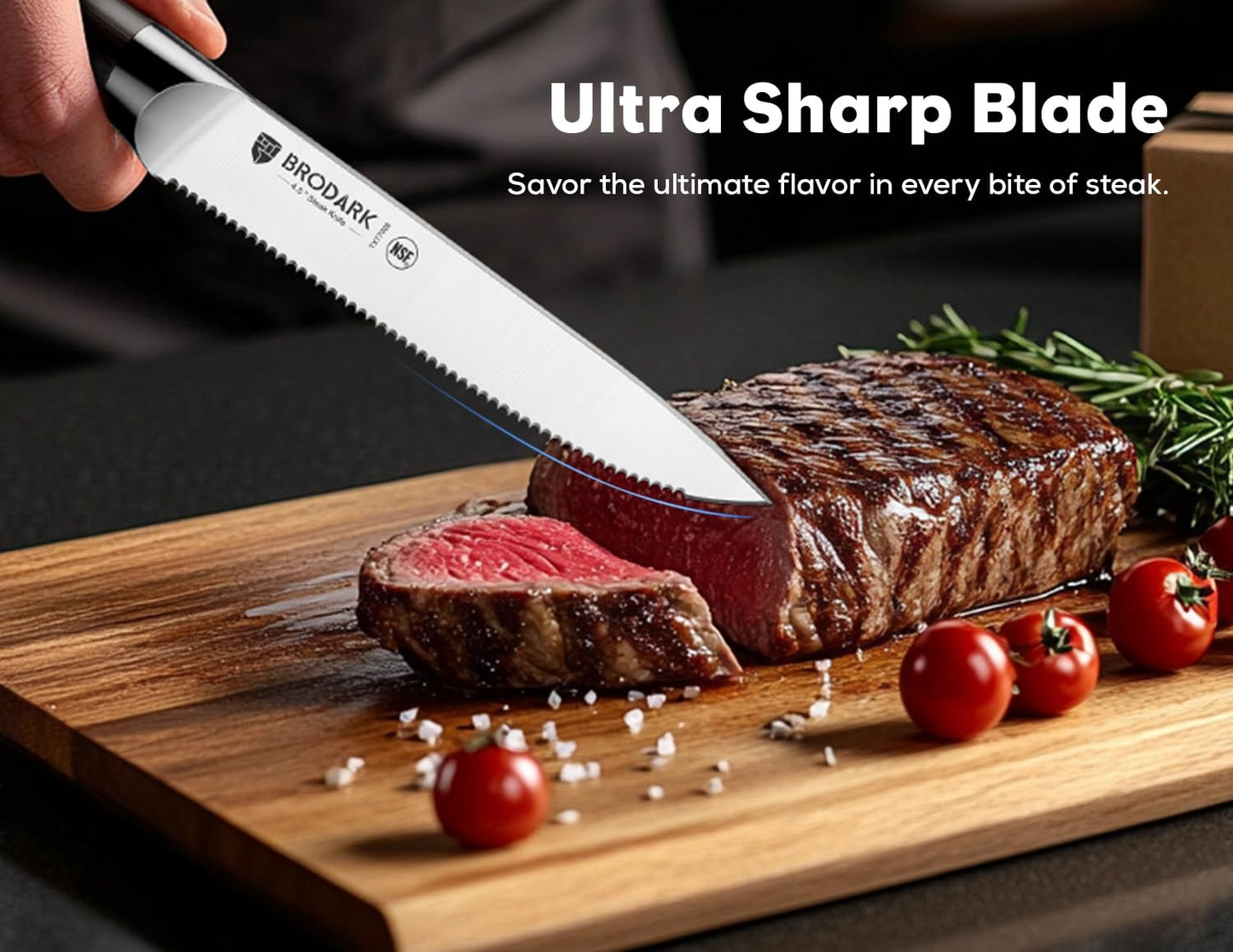 BRODARK 8-Piece Serrated Steak Knife Set