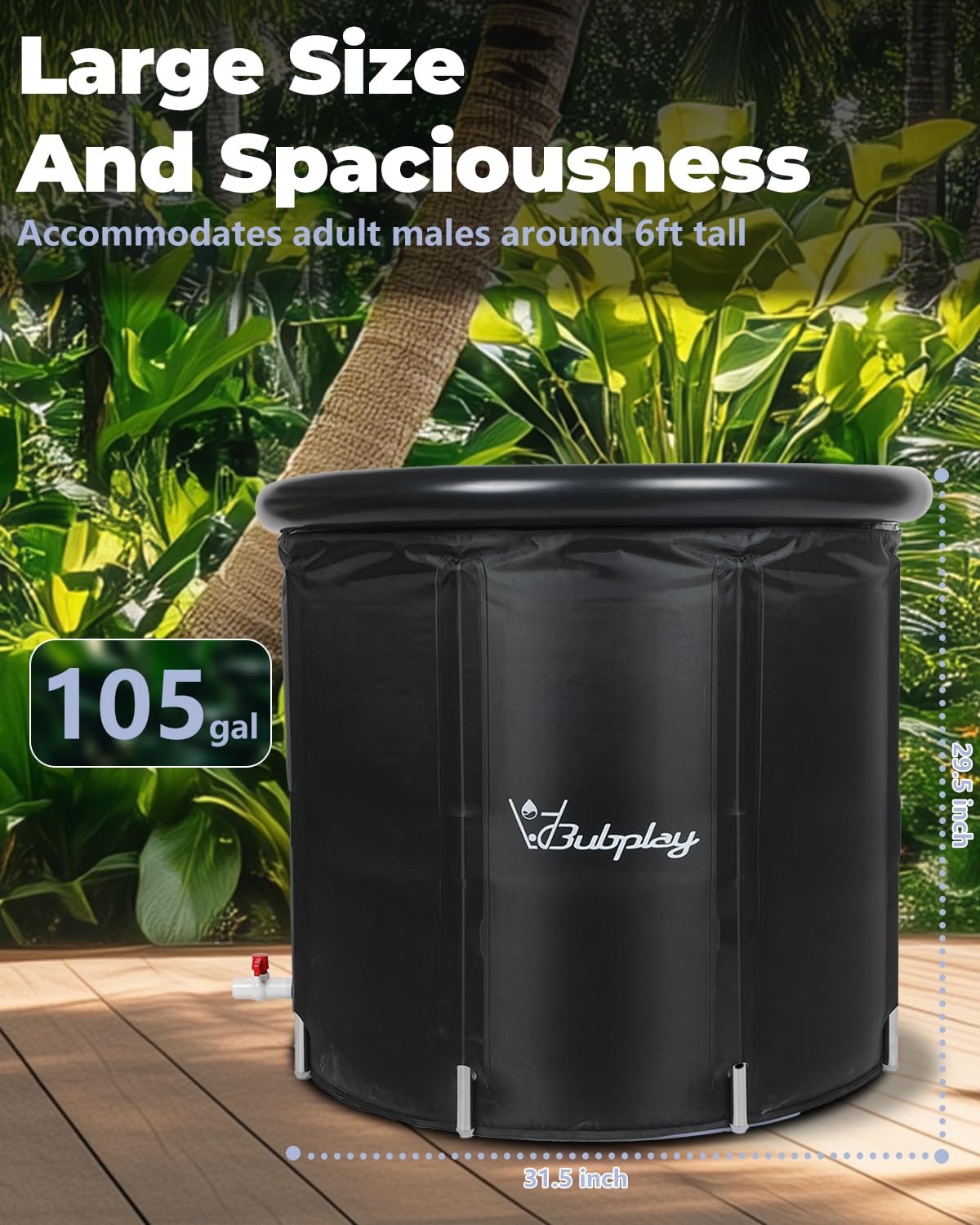Bubplay 105 Gallon Ice Bath Tub for Recovery