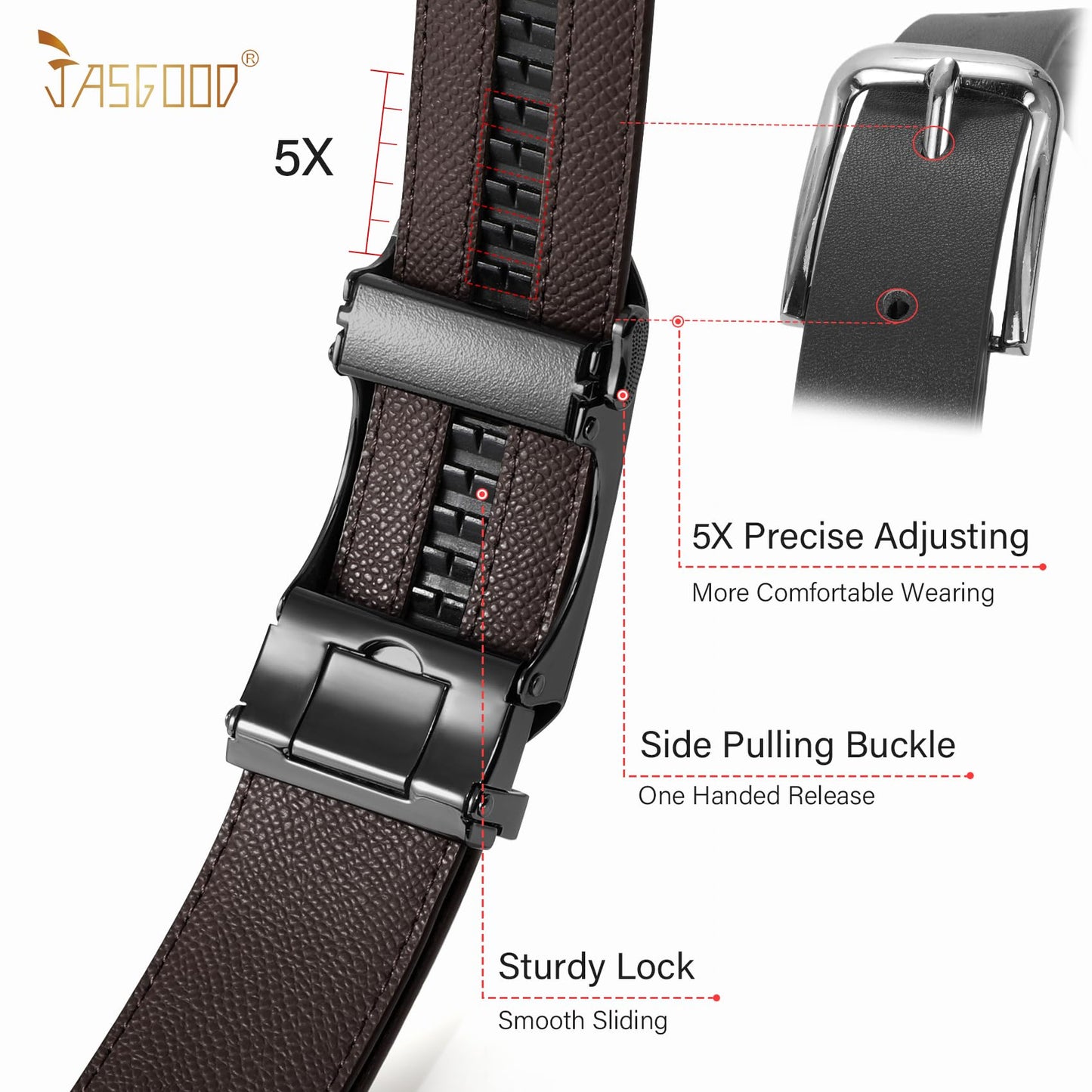 JASGOOD Men's Leather Automatic Ratchet Belt