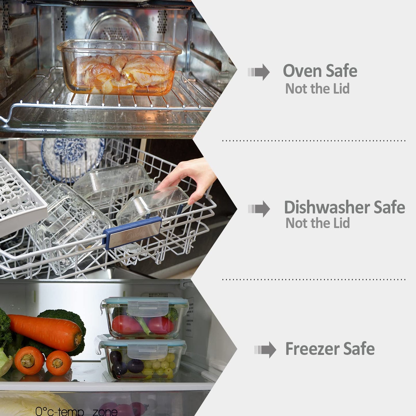 6 Pack Glass Food Storage Containers with Lids