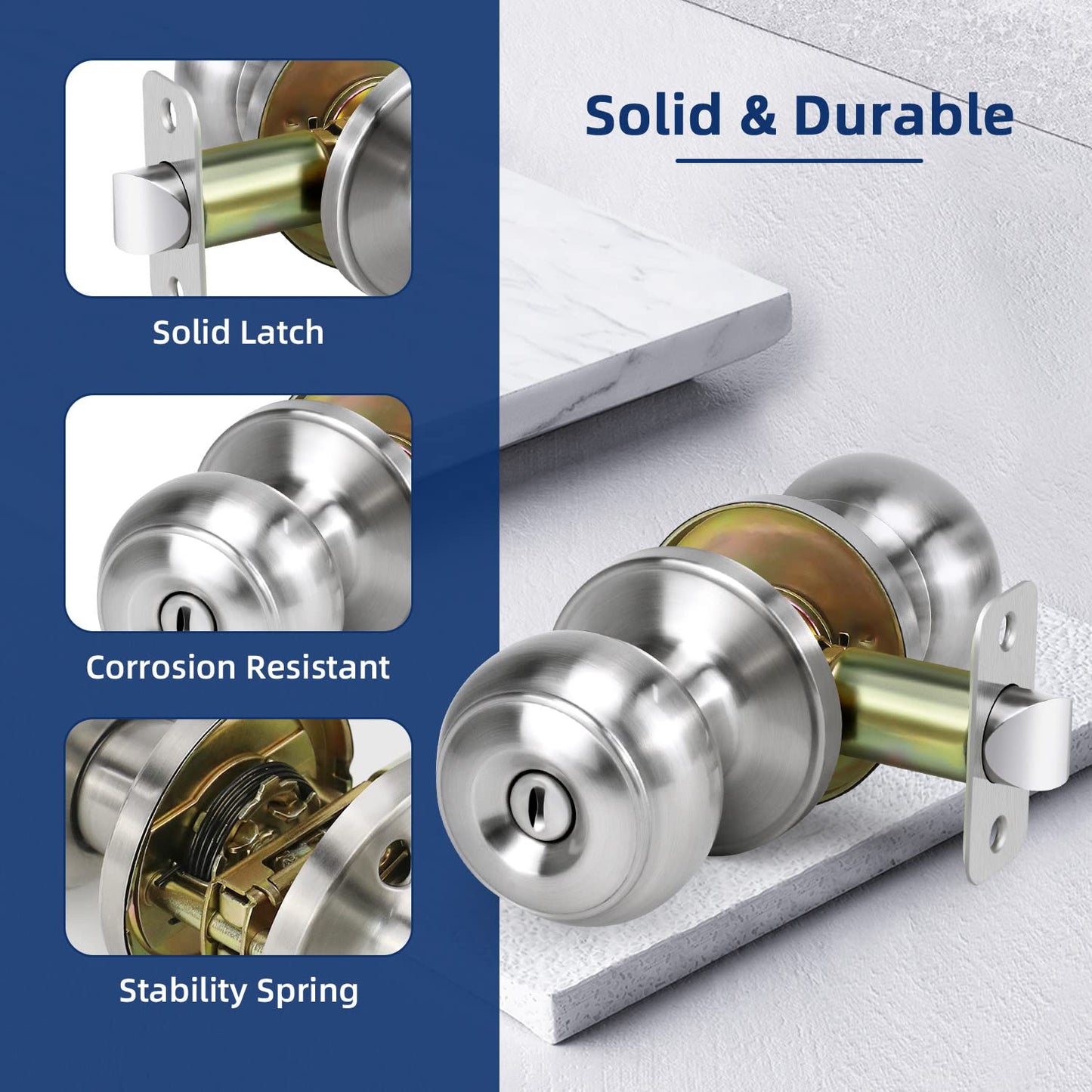 LOQRON Keyless Privacy Door Knob - Satin Nickel