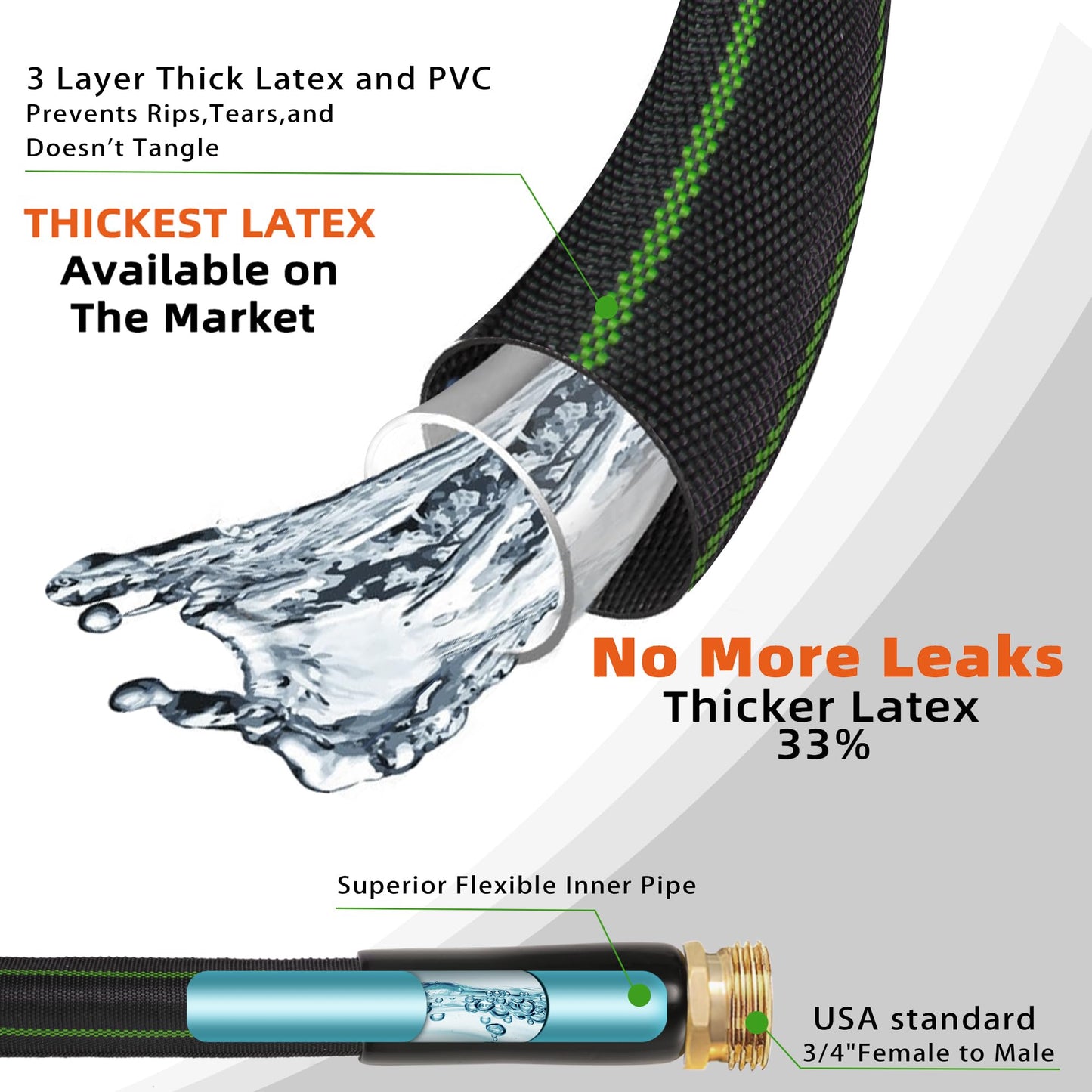 75 ft Flexible Garden Hose with Brass Connector