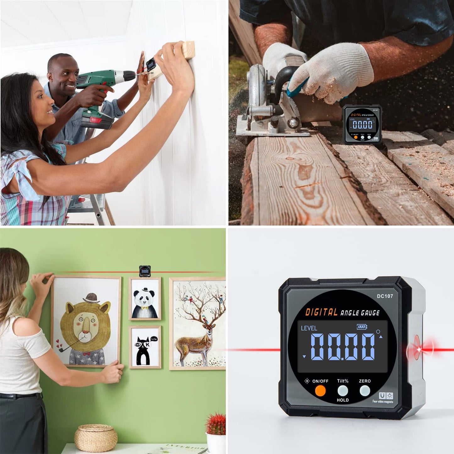 Digital Angle Finder with Laser and Magnet