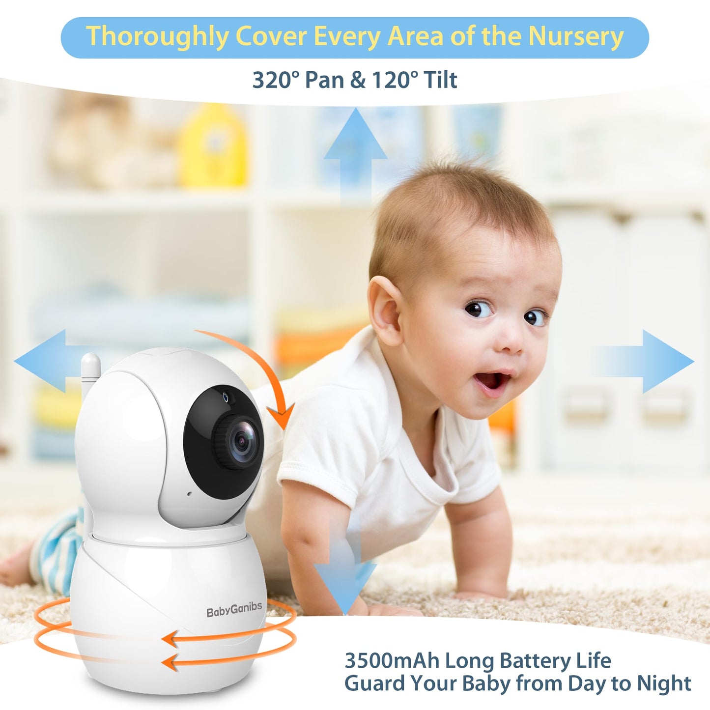 Baby Monitor with Camera and Audio, 4.3'' Video Baby Monitor with 1000ft Long Range and 30-Hour Battery, Baby Monitor No WiFi, Remote Pan-Tilt-Zoom, Night Vision, ECO Mode, 2-Way Talk