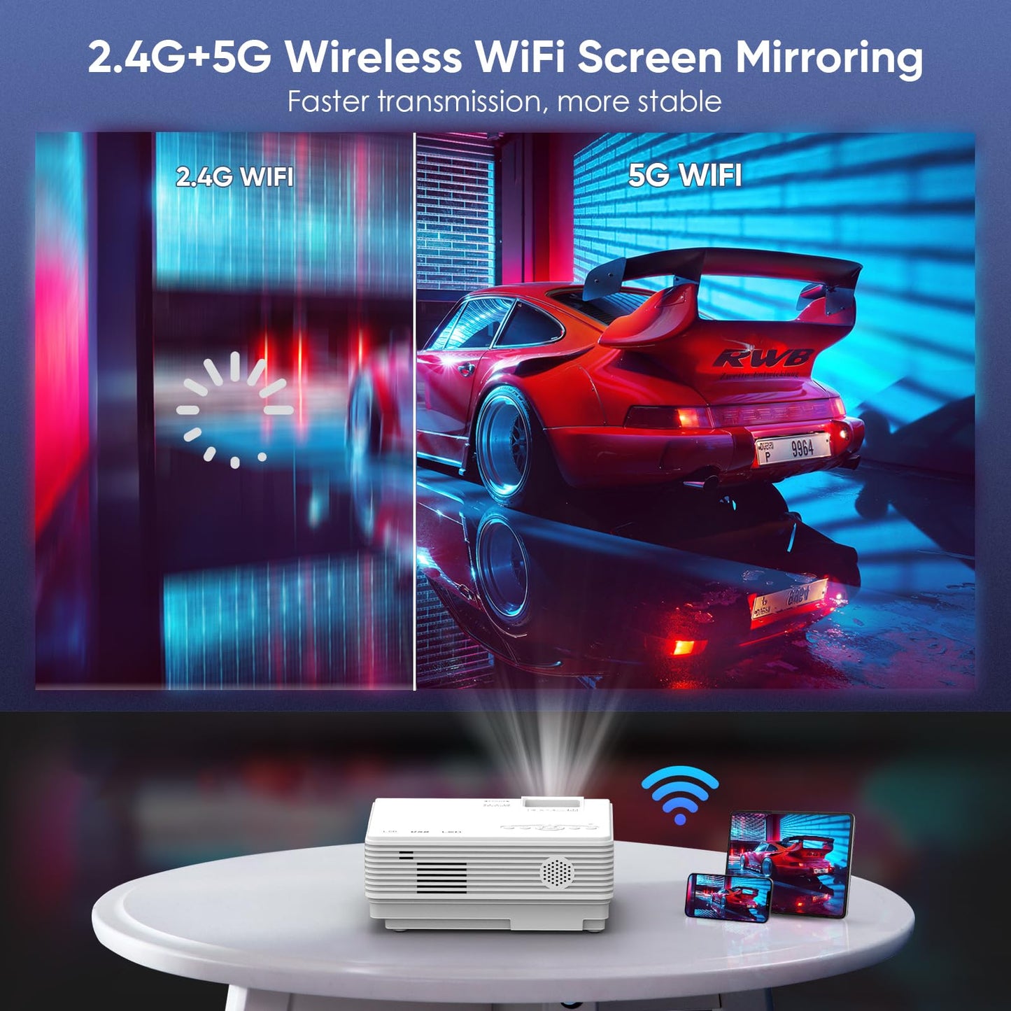 1080P Mini WiFi Bluetooth Outdoor Projector