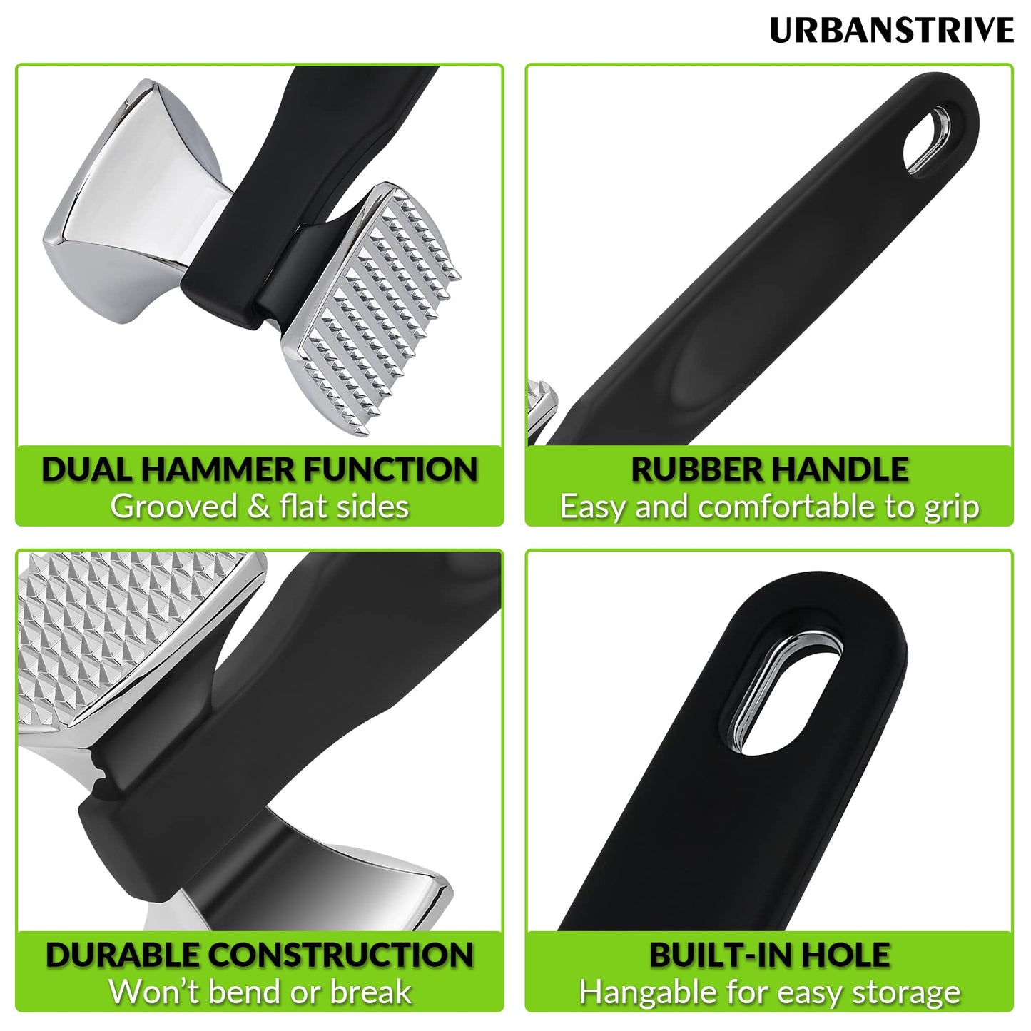 Heavy Duty Meat Tenderizer Hammer - Stainless Steel