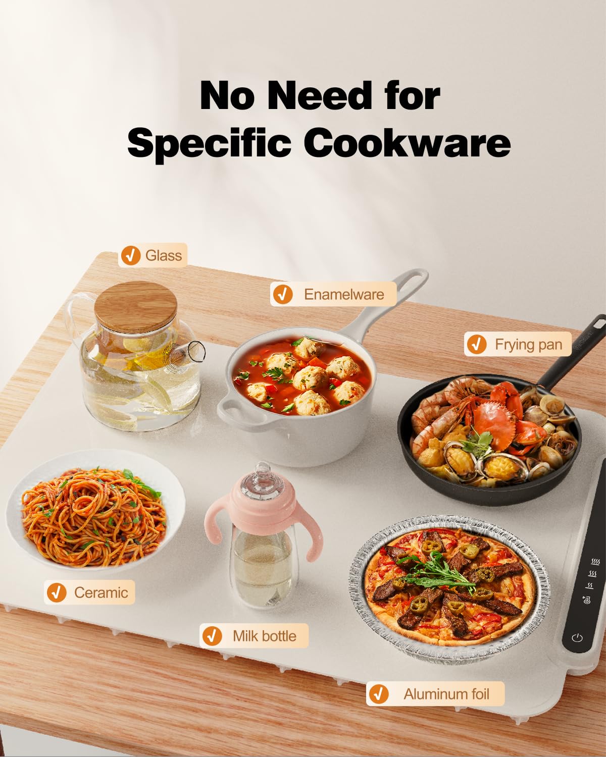 Electric Food Warming Mat with 3 Temperature Settings