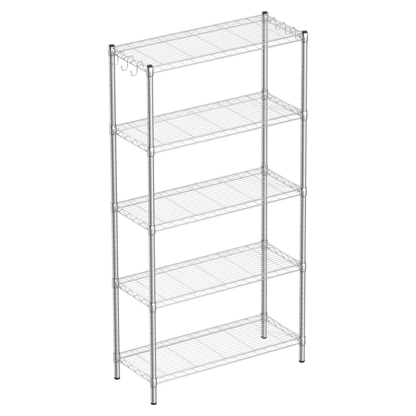 Guan River 5-Shelf Adjustable Metal Shelf Wire Shelving Unit Heavy Duty Storage Rack Display Shelf for Office,Kitchen,Bedroom,Bathroom,Laundry,Pantry Basement,Garage(Chrome,36" L x 14" W x 72" H)