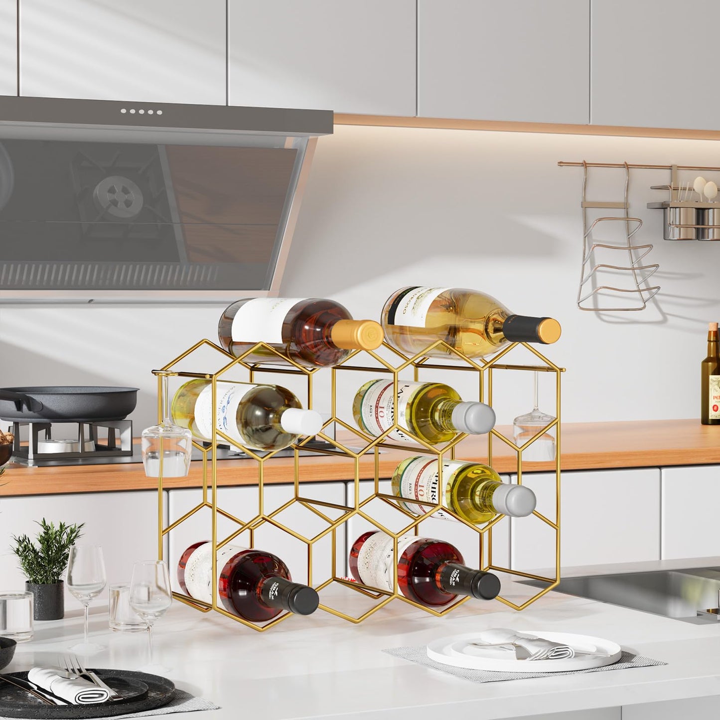 Countertop Wine Rack for 14 Bottles - Gold