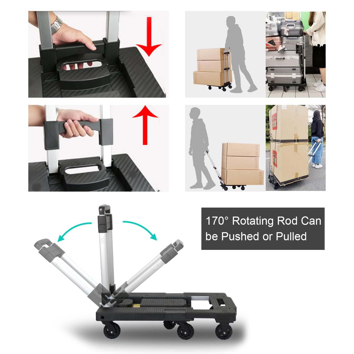 Folding Hand Truck Dolly with Adjustable Handle