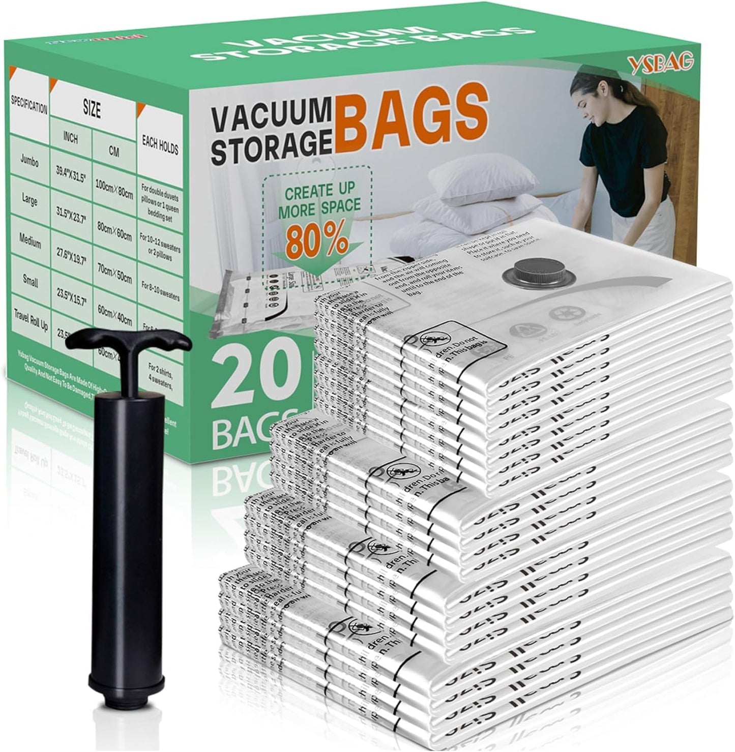 20 Pack Vacuum Seal Bags for Storage