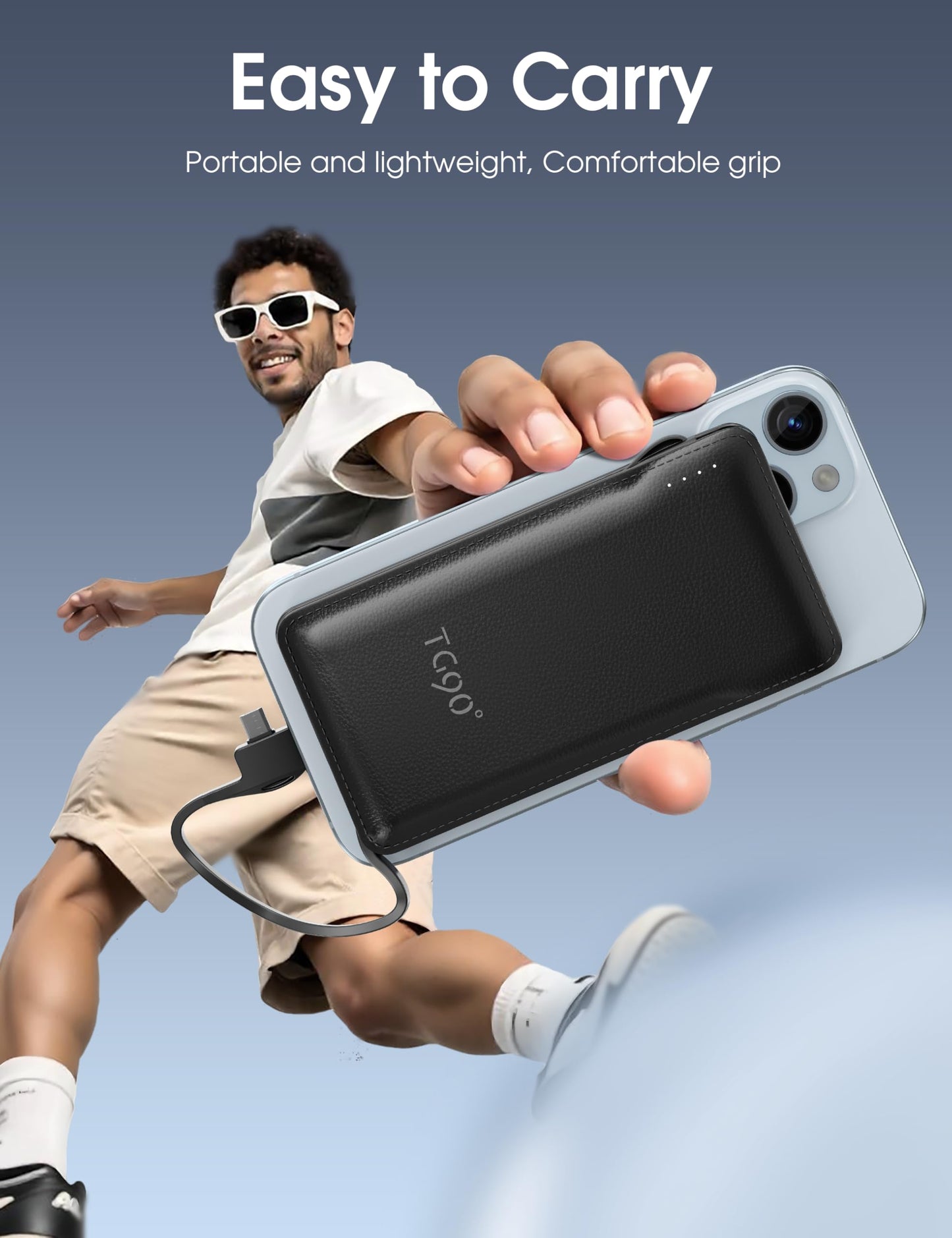 10000mAh Portable Charger with Built-in Plug