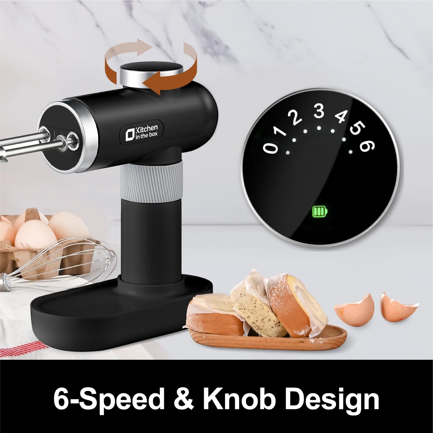 Cordless Rechargeable Hand Mixer with Digital Display