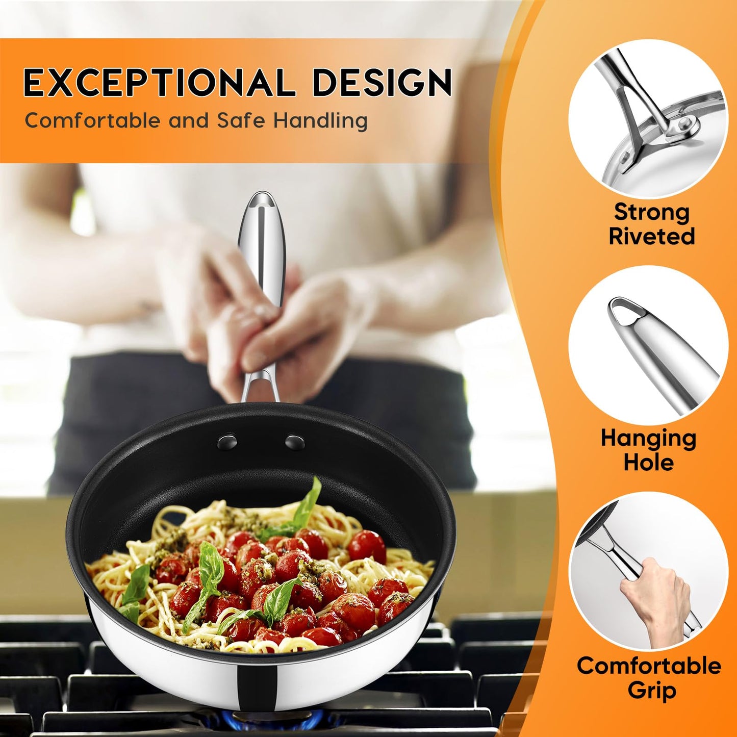 E-far 8" Nonstick Tri-Ply Frying Pan