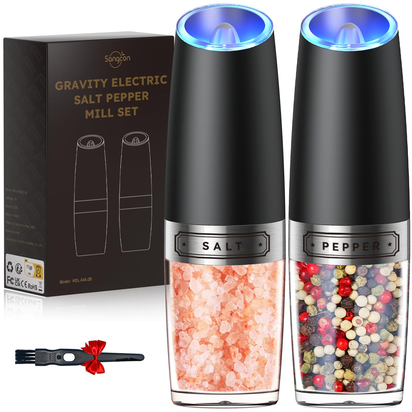 Electric Salt and Pepper Grinder Set with Light