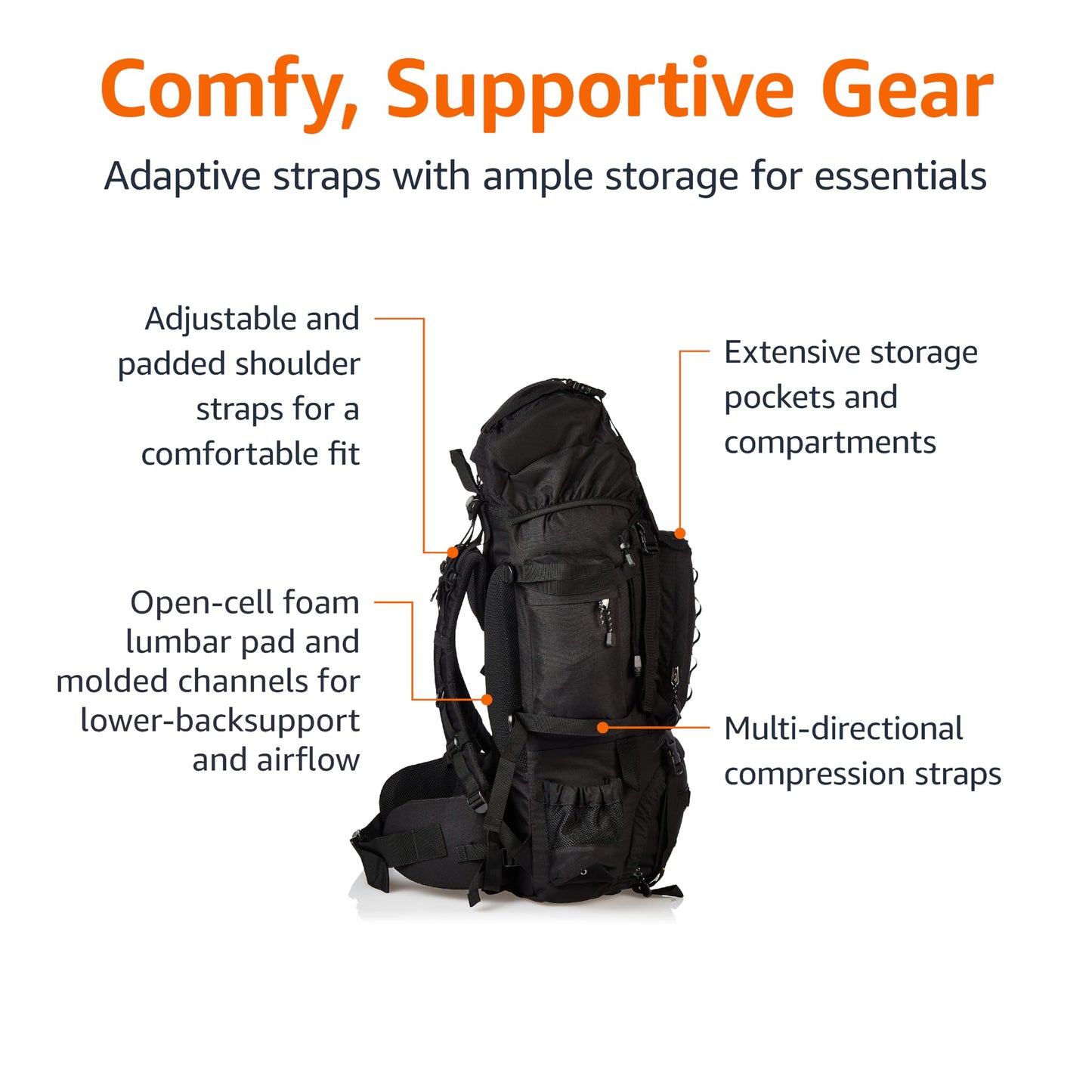 75L Internal Frame Backpack by Amazon Basics