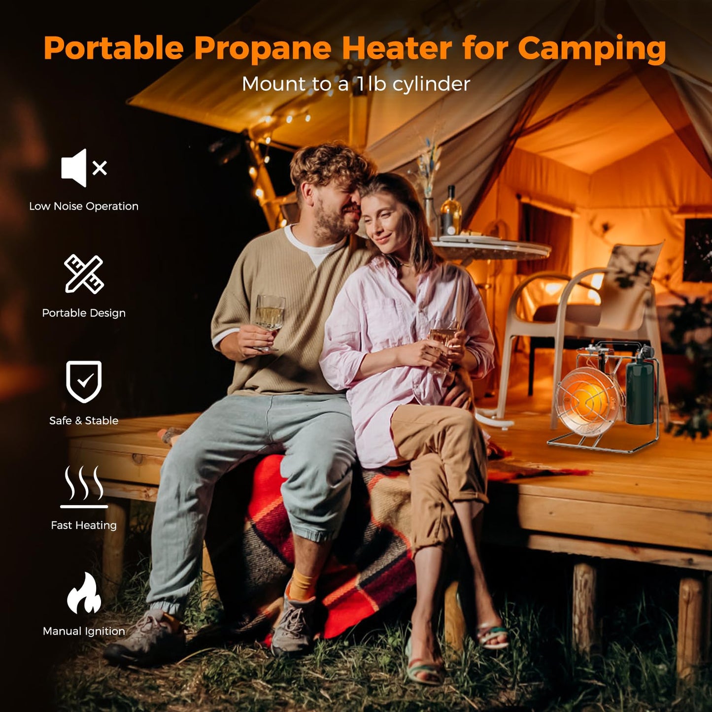 15,000 BTU CAMPLUX Portable Propane Heater for Outdoors