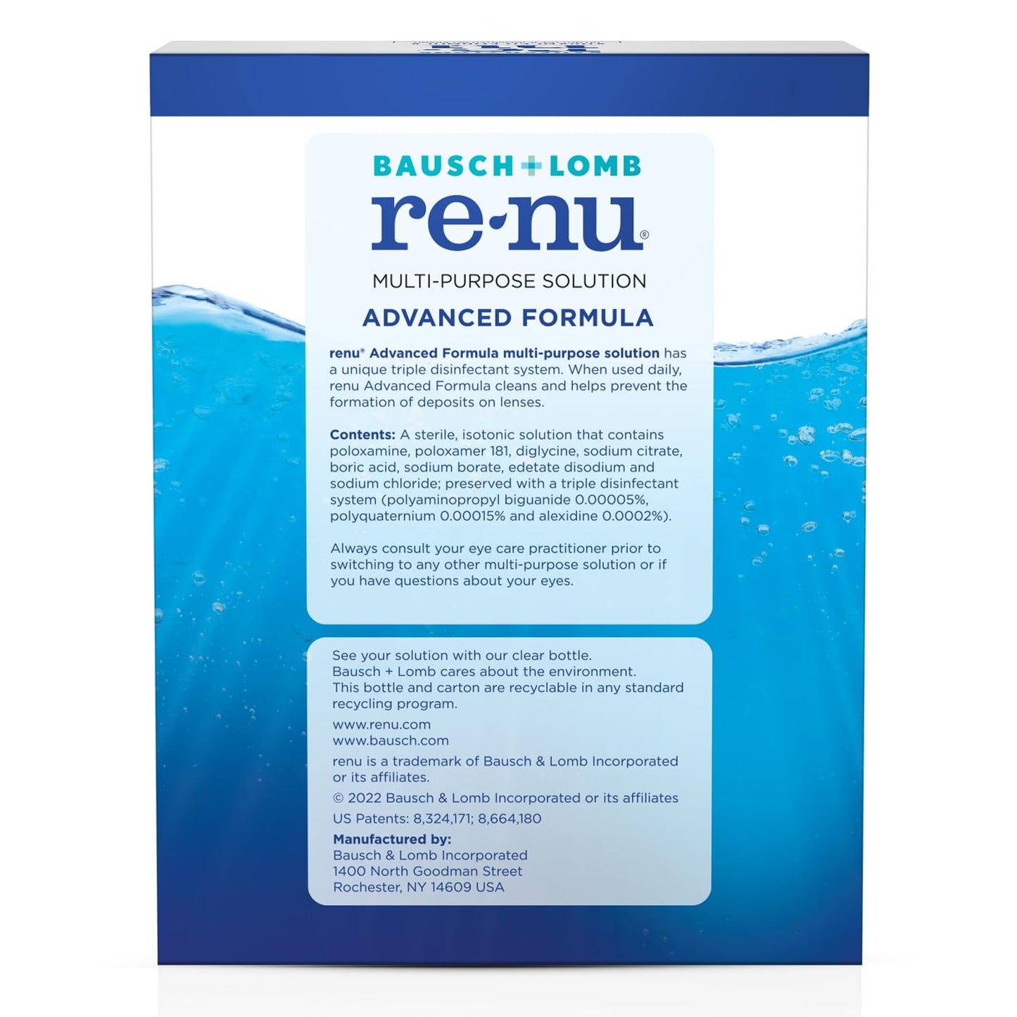 Renu Contact Lens Solution Advanced Formula Multipurpose Lens Cleaner for Eye Contacts, Cleaning, Moisturizing and Disinfecting Care for Soft & Silicon Hydrogel Lenses, 12 Fl Oz (Pack of 2)