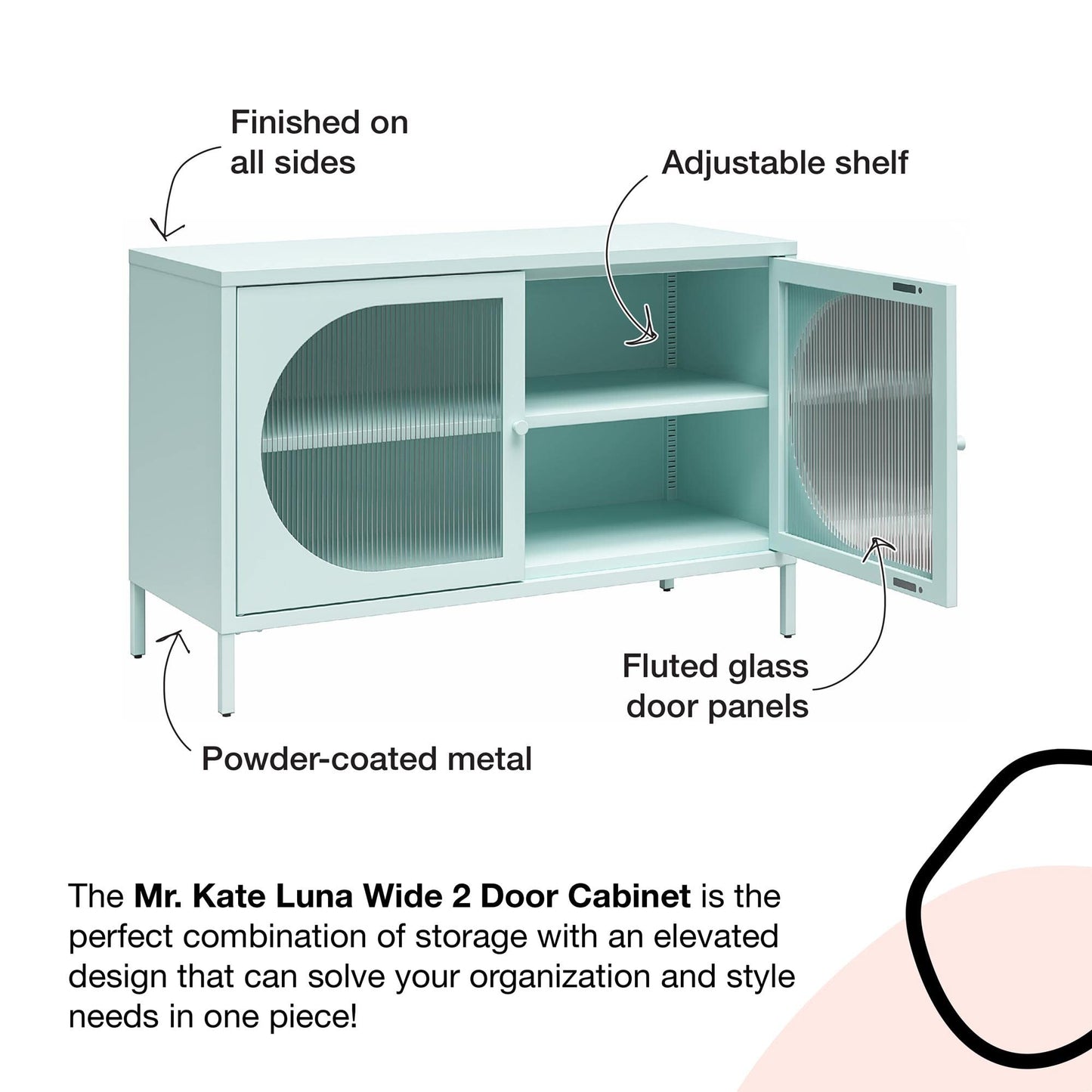 Mr. Kate Luna Fluted Glass Accent Cabinet